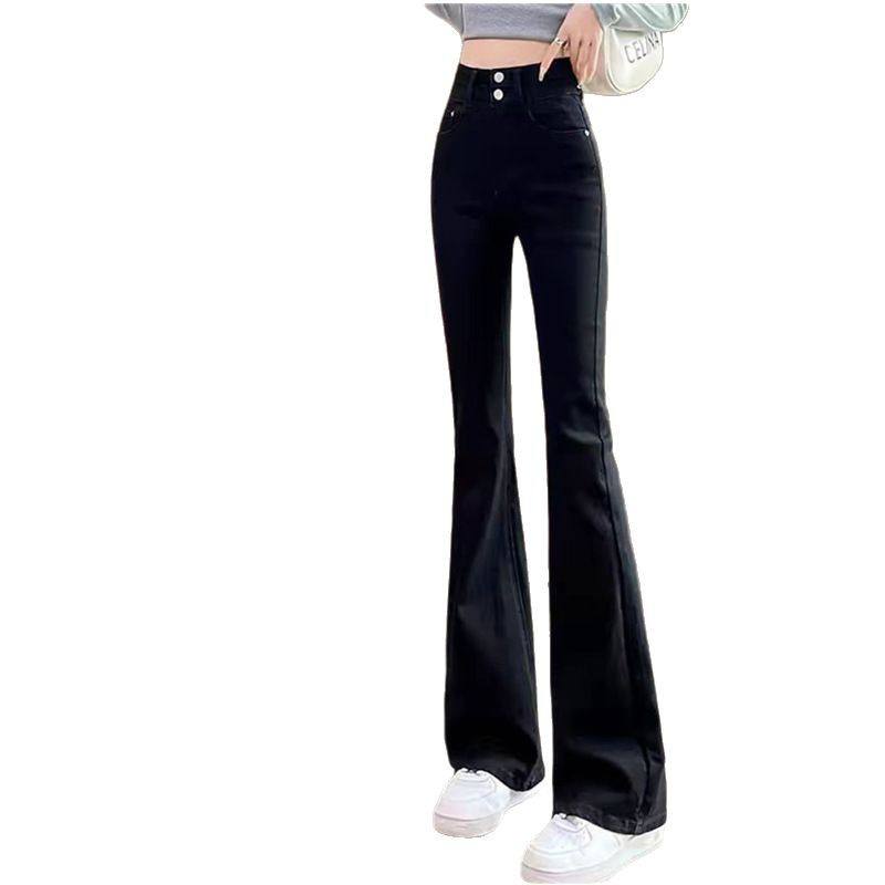 Женские джинсы с высокой посадкой и двойной застёжкой — тёплый летний вариант с эластичной тканью, подчёркивающей фигуру. — изображение 3