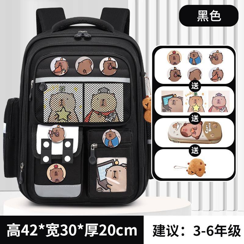 Мультяшный рюкзак «Капибара» для учеников с 1 по 6 классы, с двумя лямками, лёгкий, большой вместимости, стойкий к истиранию — детский школьный рюкзак — изображение 6