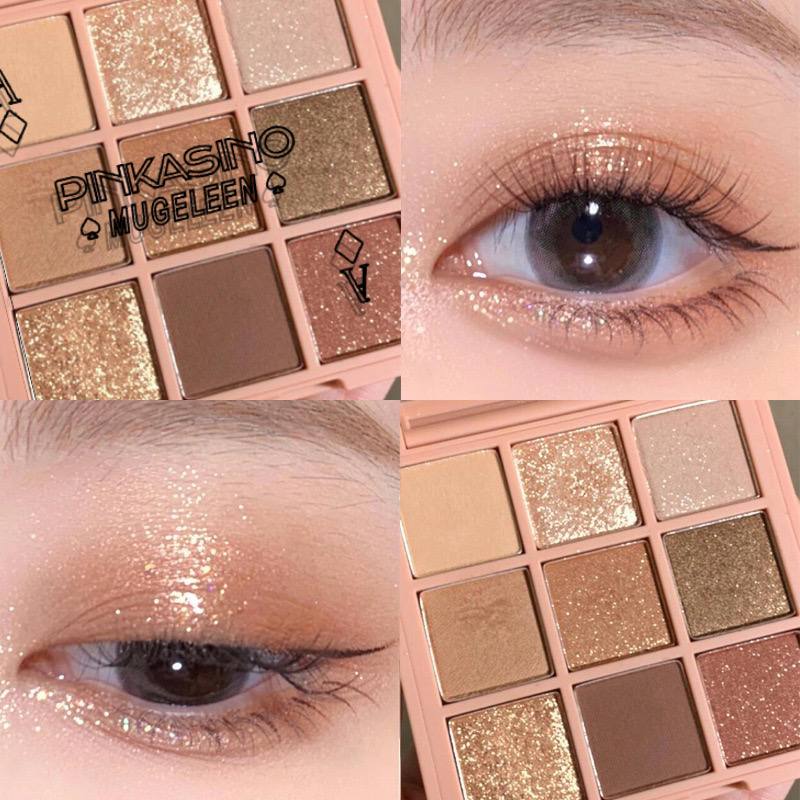 Палетка теней MUGELEEN 9 цветов — тыквенно‑масляные оттенки, матовые, перламутровые и сияющие