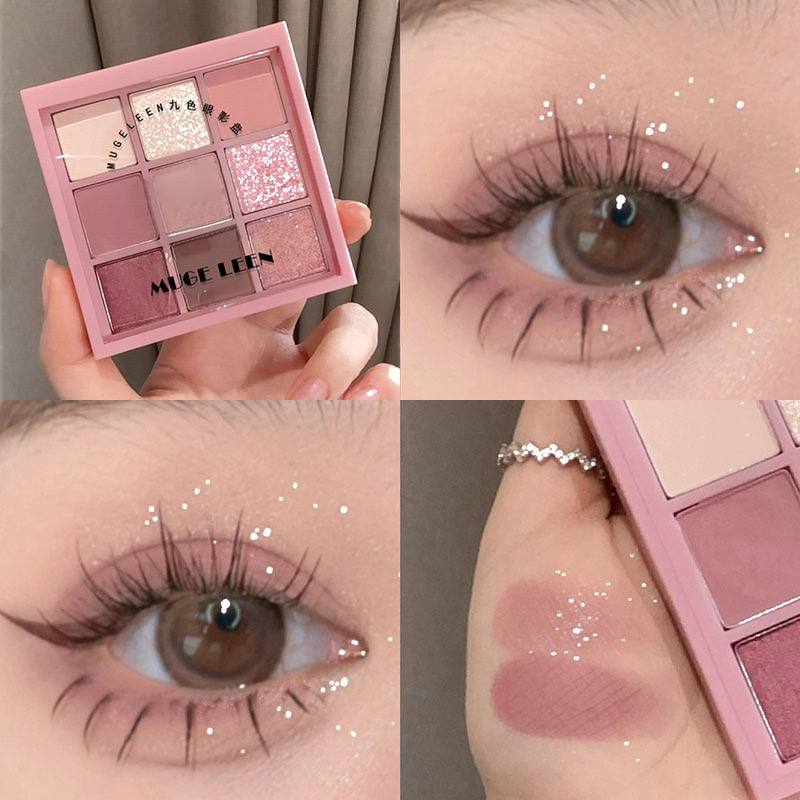 Палетка теней MUGELEEN 9 цветов — тыквенно‑масляные оттенки, матовые, перламутровые и сияющие