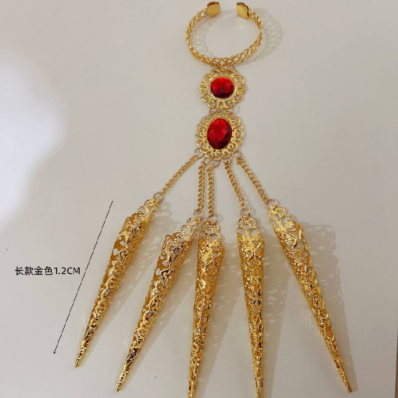 Золотистые декоративные накладки‑когти с этническим и древним колоритом — стильный аксессуар для сценического образа, танцев (например, в стиле belly dance) или фотосессий. — изображение 5