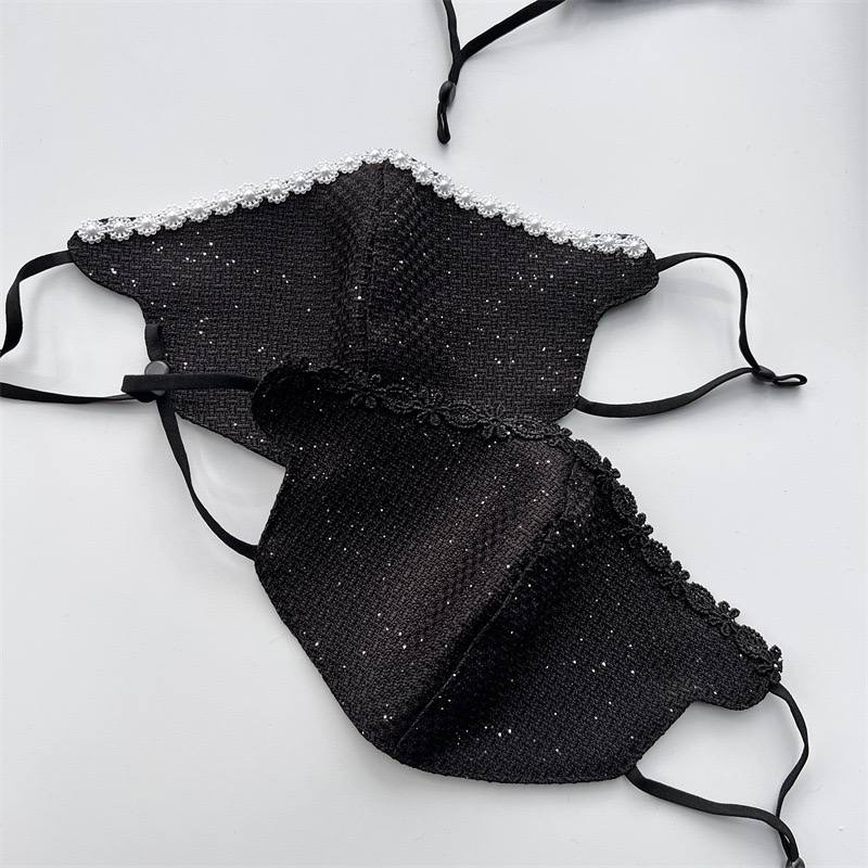 Женская утеплённая маска с вуалью и стразами, осенне-зимняя модель с защитой от ветра, стильный дизайн с объёмным эффектом. — изображение 4