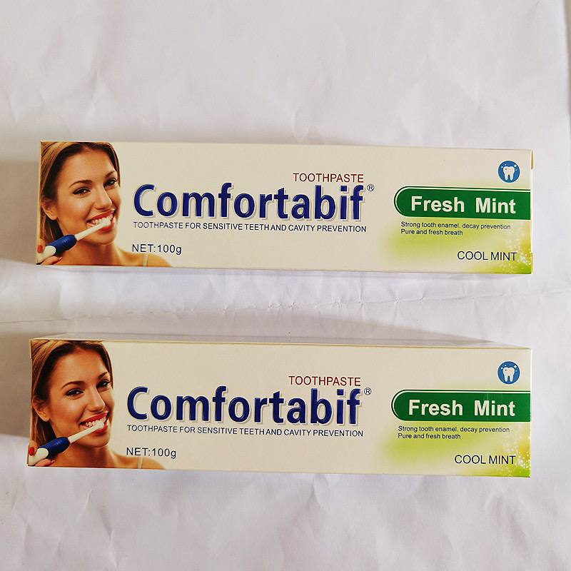 Зубная паста Comfortabif, мятная, 100 г – бережно защищает от кариеса, освежает дыхание, деликатна к деснам, освежающий мятный вкус. — изображение 2