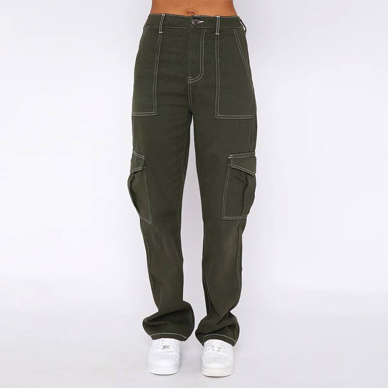 Женские джинсы‑карго, премиум‑класс (Ultra A): высокая талия, свободный покрой, широкий силуэт, уличный стиль — выгодно подчёркивают фигуру. — изображение 2