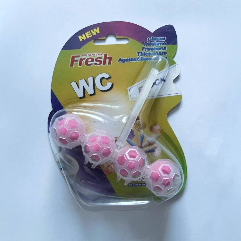 Двухцветный подвесной шарик для унитаза с ароматом синего лимона. 4-шаровая формула очищает, освежает и предотвращает налёт. — изображение 2