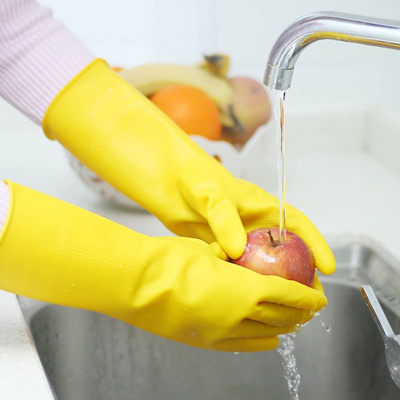 Утолщённые водонепроницаемые резиновые перчатки для домашней уборки, мытья посуды и стирки. Прочные и долговечные, с латексным покрытием. — изображение 2
