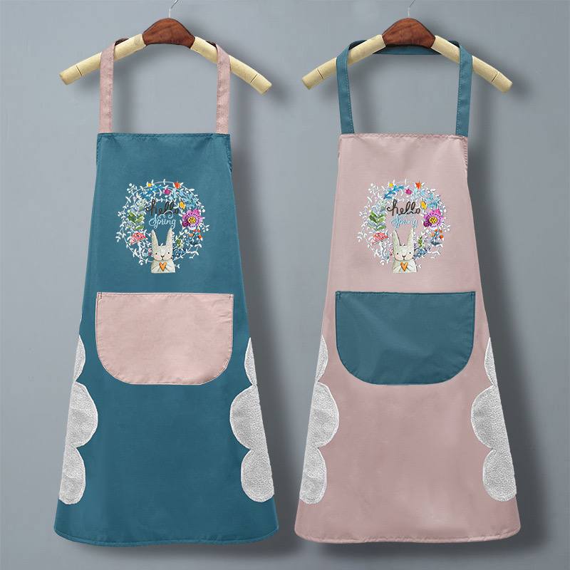 Водонепроницаемый маслостойкий кухонный фартук с принтом кролика. Удобен для защиты одежды. (по 2 штуки) — изображение 3